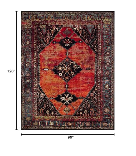 SAFAVIEH Vintage Hamadan Collection Area Rug - 8' x 10', Orange & Multi, Oriental Traditional Persian Design, Non-Shedding & Easy Care, Ideal for High Traffic Areas in Living Room, Bedroom (VTH217B)