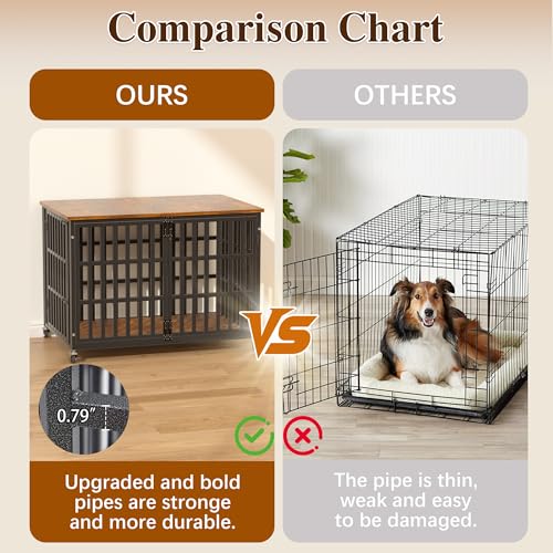48 Inch Dog Crate Furniture, Heavy Duty Wooden Dog Kennel for Large Dogs, view 6