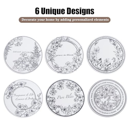 6Pcs Ceramic Coasters Set with Holder - 6 Unique Designs Absorbent Drink Mats for Coffee Table, Modern Home Decor Coasters with Cork Base Suitable for All Cups, Ideal Housewarming Gift 4 Inch