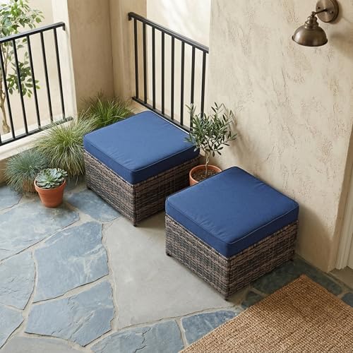 2 Piece Patio Sofa Ottomans with 4.3" Thick Cushions, view 7