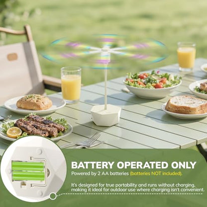 Portable Battery Powered Fly Fans for Tables Up to 15 Hours Working Time, 4-Pack Indoor Outdoor Food Fan with Flexible Goose-Neck Blades for Home Restaurant Party Picnic Patio BBQ, Beige