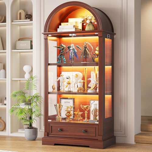 Curio Cabinet with Glass Doors & LED Lights, view 2