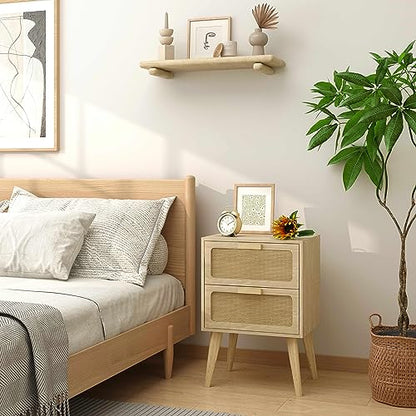 Rattan Nightstand, Natural End Table, Bedside Table, view 6