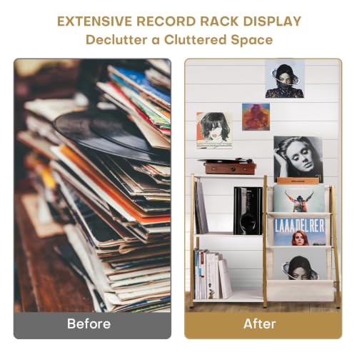 Stand for Record Player, 3 Tier Vinyl Record Storage with Now Playing Holder, view 7