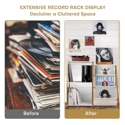 Stand for Record Player, 3 Tier Vinyl Record Storage with Now Playing Holder, view 7