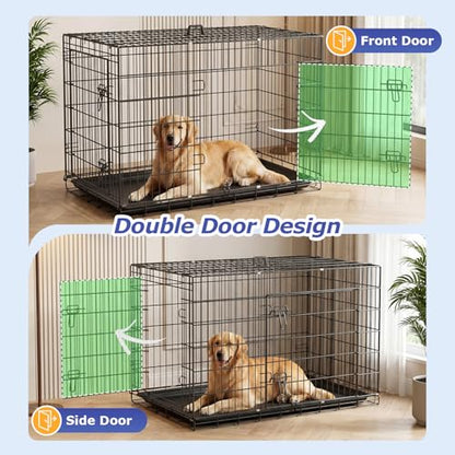 | 48" Foldable Metal Dog Crate | Dark Black | Cage for XL Dogs, view 5