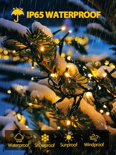 Solar String Lights Outdoor 2 Pack 200 LED 66FT Christmas Lights Warm White, view 5