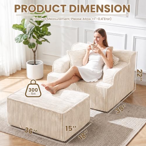 Chaise Lounge Chair Indoor, Oversized Boneless Chair Reading Chair, view 4