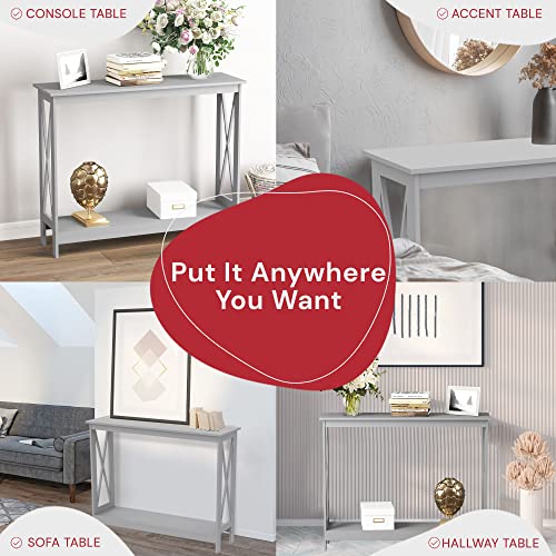 & Co. - Gray Console Table, 2-Layer Entryway Table, Console Tables for Entryway, Use As Doorway Table, Sofa Table, or Accent Furniture for Decorating Foyer, 12 x 31.5 x 39.5 Inches