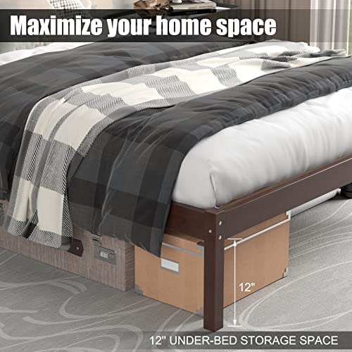 Full Wood Platform Bed Frame with Headboard, view 6