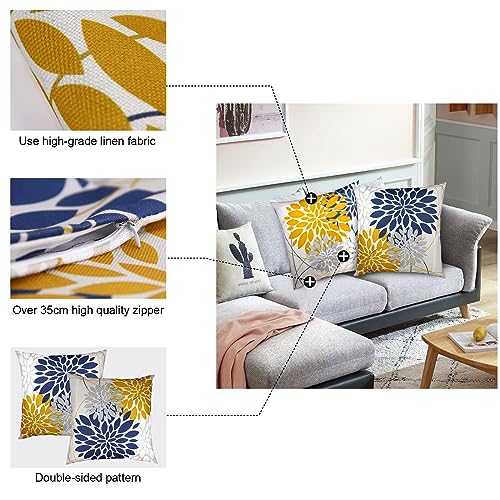 Flower Throw Pillow Covers 18x18 Set of 2, Flowers Pillow Cushion Cases, Modern Decorative Square Pillowcases for Sofa Couch Bedroom Living Room Car (18X18in Set of 2, Beige Flower) (2QE3005)