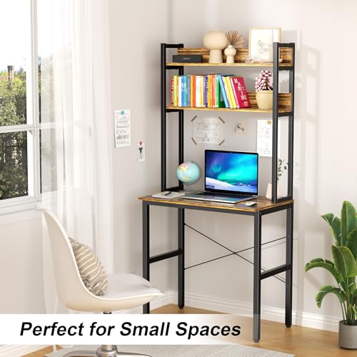 Small Desk with Shelves, Computer Desk with Hutch, 31", view 7