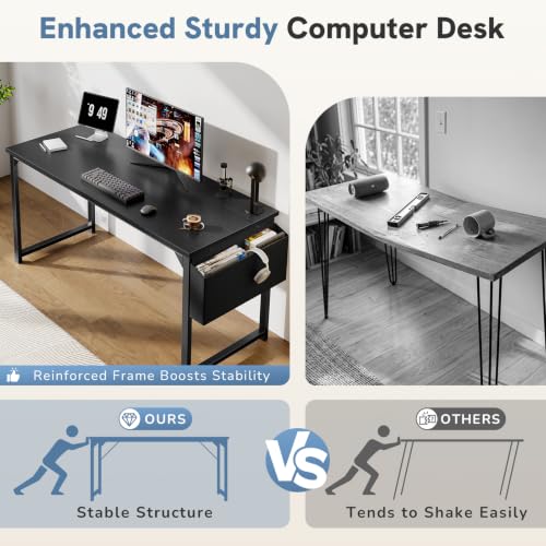 63" Computer Desk Home Office Desk, Gaming Desks, Black, view 6