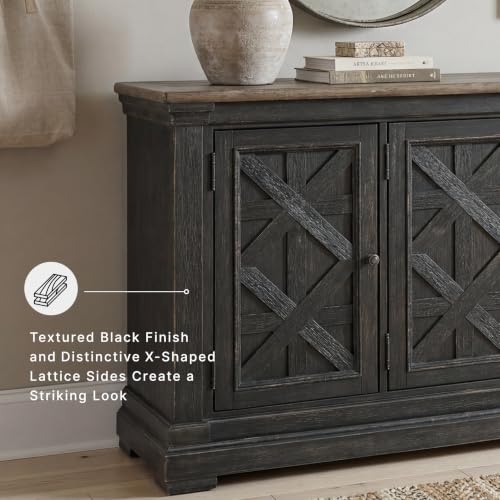Signature Design by Ashley Farmhouse Sideboard Buffet Cabinet, Black/Gray, view 6