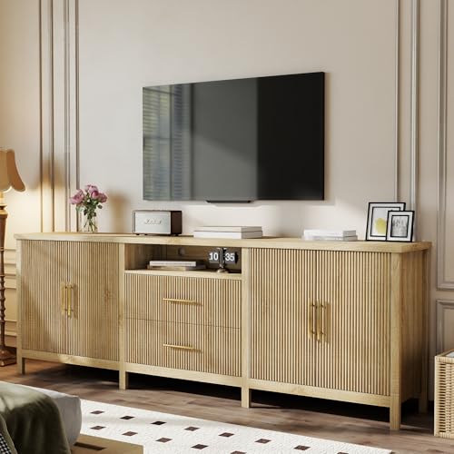 Oak TV Stand Long: 95" Fluted Entertainment Center for 100" TVs, view 2