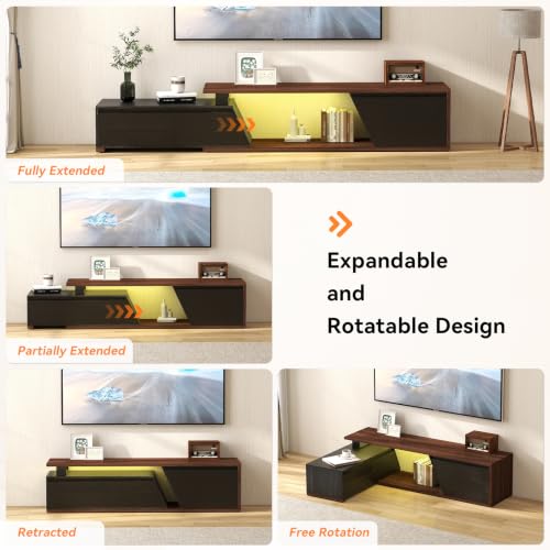 Extendable TV Stand, LED Entertainment Center, 63" - 90.6", view 4