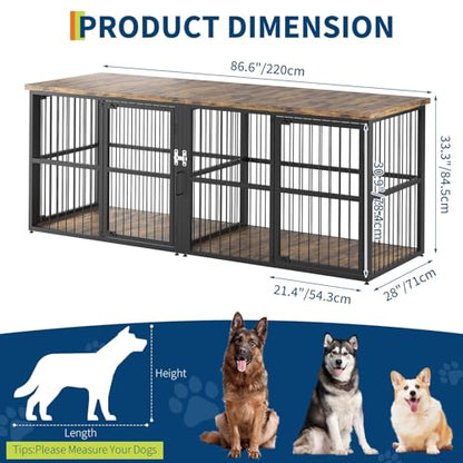 GAOMON 87in Extra Large Double Dog Crate Furniture with Divider, view 3