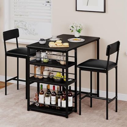 Dining Table Set for 2, Kitchen Table and Chairs for 2 with Upholstered Chairs, view 4