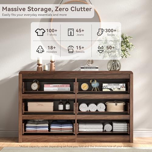 Fluted 6 Drawer Dresser for Bedroom, view 6