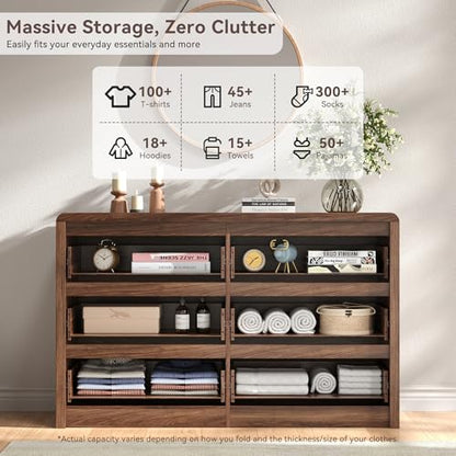 Fluted 6 Drawer Dresser for Bedroom, view 6