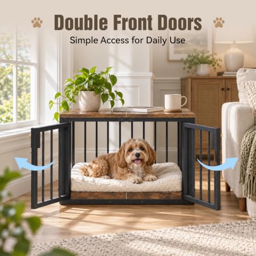 Small Dog Crate Furniture, Furniture Style Dog Crate, Wooden Dog Crate End Table, view 6