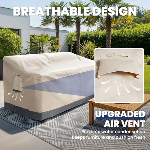 Extra Heavy Duty 2 Seater Outdoor Sofa Cover Waterproof - Patio Furniture Loveseat Covers with Air Vent, Outdoor Couch Bench Cover, 58" W x 33" D x 31"H