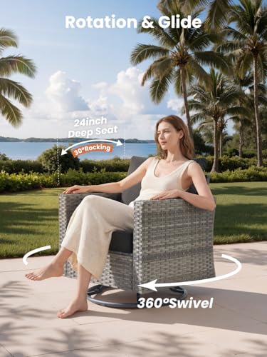 11 Piece Outdoor Patio Furniture Set with Fire Pit Table,Conversation Sectional Wicker Couch with Swivel Chairs,Modern Outside Sofa for Balcony Backyard, Black