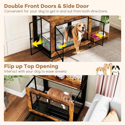 38" Dog Crate Furniture with Storage Shelves, view 4
