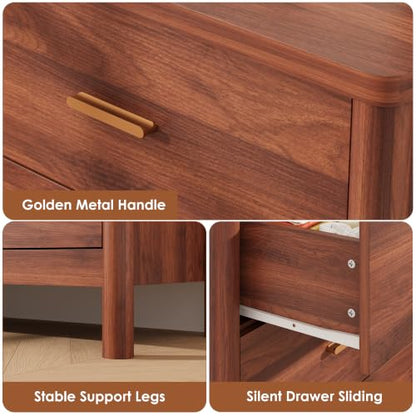 6 Drawer Dresser, Modern Wooden Storage Chest of Drawers, Walnut, view 6