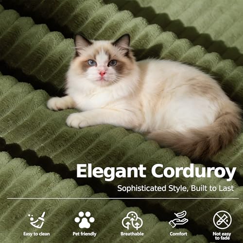 78.8''Sleeper Couch Bed for Livingroom,Convertible Modular Sofa with Armrest Pillow,Modular Foldable Corduroy Couches in a Box,No Assembly (Green)