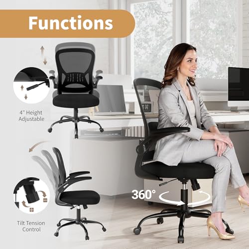 Adjustable Mesh Ergonomic Office Chair with Wheels, Black, view 7