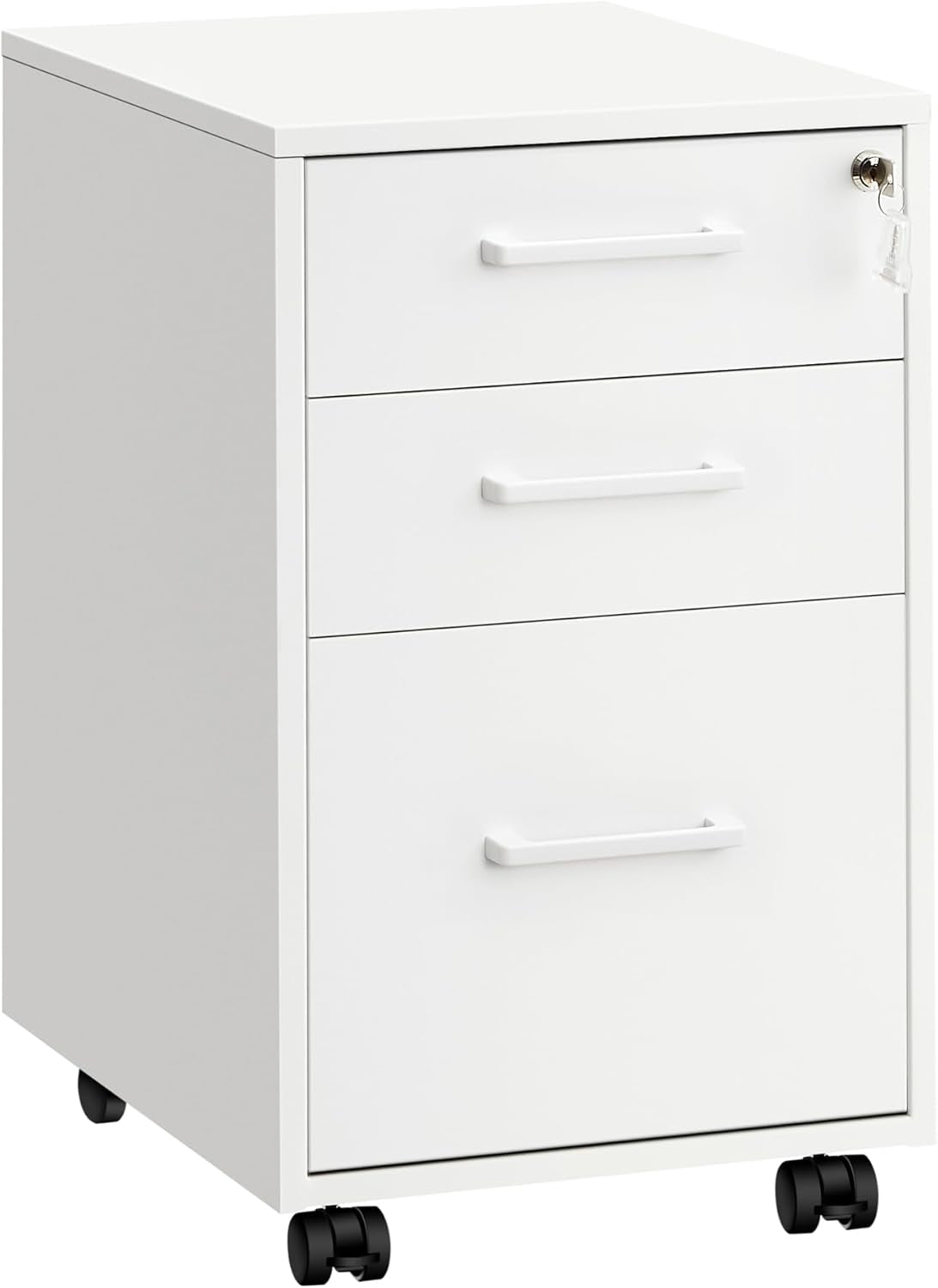 File Cabinet, Pre-Assembled except Wheels and Handles, Office Filing Cabinet with Lock, for A4, Legal, Letter Sized Documents, 17.7 X 14.4 X 23.6 Inches, Rustic Brown and Black UOFC110B01V1