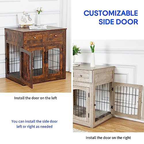 Hipicute Dog Crate Furniture with Drawers, Wooden Kennel for Large Breed Dogs, view 5