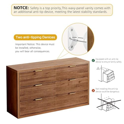 55.12" Modern Chest of Drawer, 6 Deep Drawers, Clothes Organizer, view 5