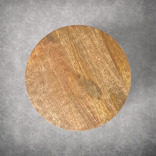 Boyd Accent Table - 13 inch Wide Solid Mango Wood Round Side Table in Honey Earthtone, Contemporary Sculptural End Table for Living Room or Bedroom with Natural Grain Finish, Assembled