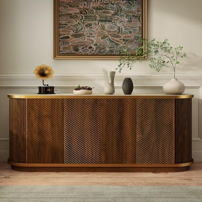 Sideboard Buffet Cabinet with Storage,Mid Century Modern Credenza,Walnut, view 2