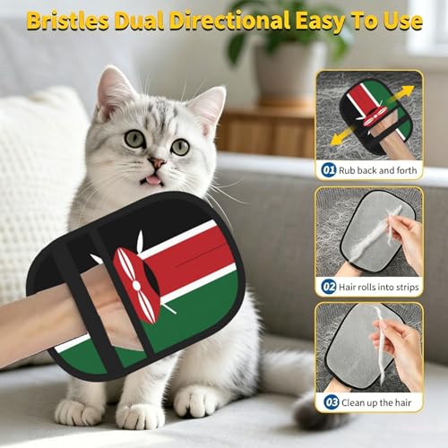 Flag of Kenya Print Pet Hair Remover Glove, view 8