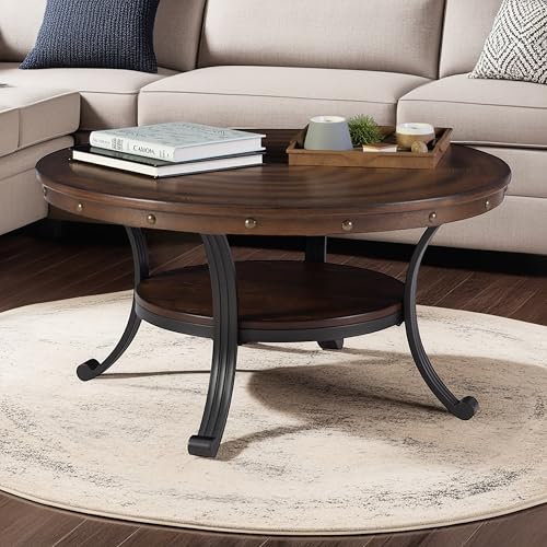 Powell Furniture Franklin Cocktail Table, Small, Multicolor,Brown/Black