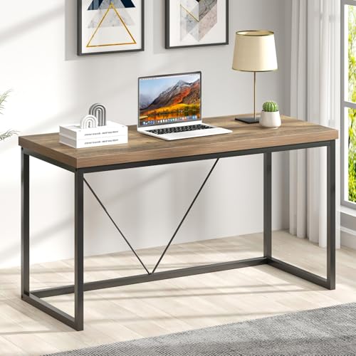 Modern Home Office Desk, Rustic Wood and Metal Computer Desks, view 6