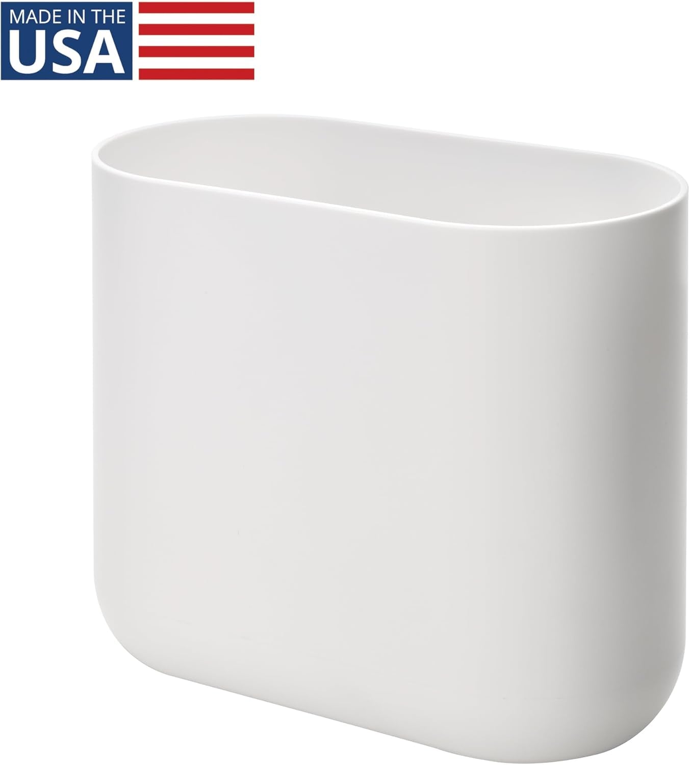 Small Slim Plastic Bathroom Trash Can, Garbage Can for Bedroom, Office, Desk, Dorm, White