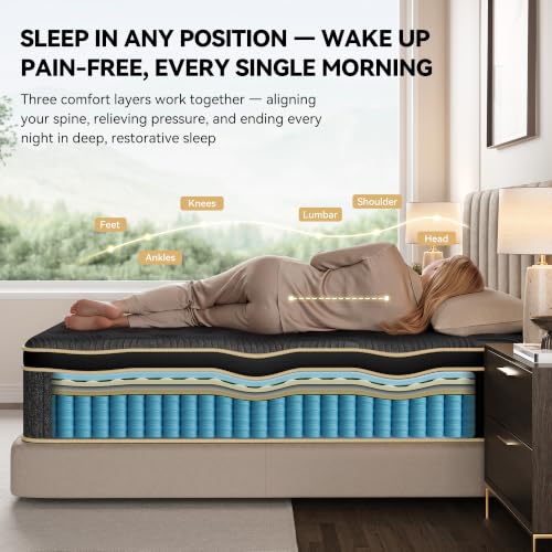 Mattress Queen Size, 12 inch Queen Hybrid Mattress in a Box, Medium Firm, view 3