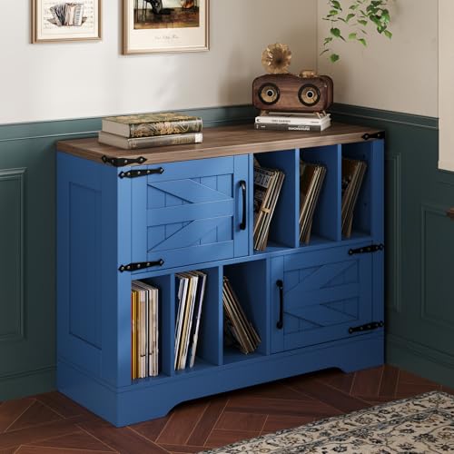 Large Farmhouse Record Player Stand with Vinyl Storage, view 4