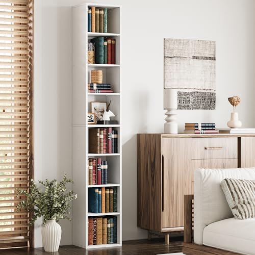 Bookshelves and Bookcases Floor Standing 8 Tiers Display Storage Shelves 71 in Tall Bookcase Easy to Match for Living Room, Office, Study, Bedroom