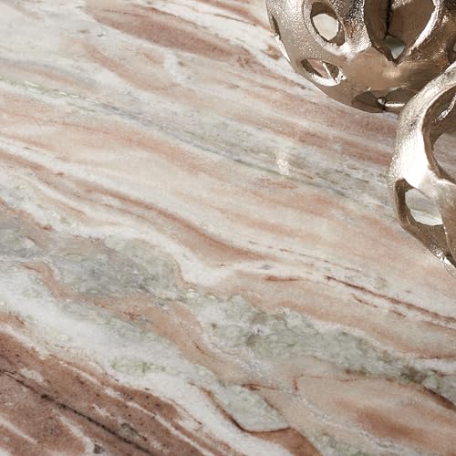 SAFAVIEH Furniture - Valentia Tall Marble Accent Table - White & Brown - Marble Top - Glam Stone Pedestal Design - Ideal for Living Room, Entryway, Dining Room, 20.5" W x 20.5" D x 23.5" H (SFV9703B)