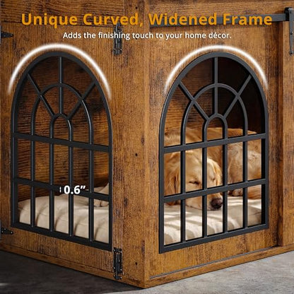 45.1" Dog Crate Furniture with Sliding Barn Door (Brown), view 6
