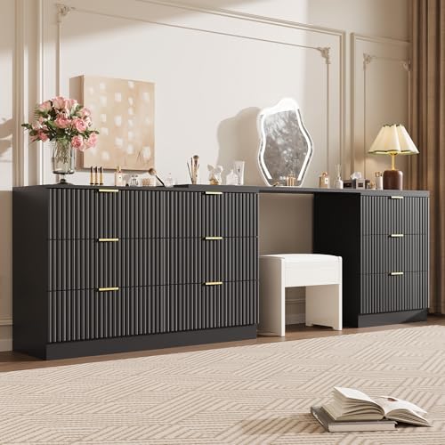 L-Shaped Rotatable 9 Drawer Dresser for Bedroom, view 6