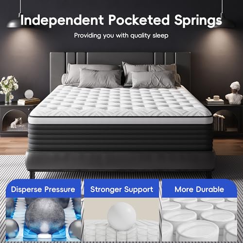 Twin Mattress, 12 Inch Hybrid Memory Foam Mattress in a Box, view 5
