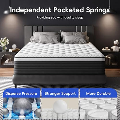 Twin Mattress, 12 Inch Hybrid Memory Foam Mattress in a Box, view 5