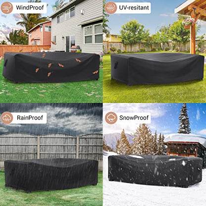Heavy Duty Patio Furniture Covers Waterproof, Patio Furniture Outdoor Sectional Sofa Couch Set, Patio Table and Chair Set Cover 89.7" L×62.2" W×28.3" H