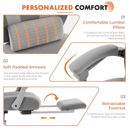 Ergonomic Office Chair, Computer Desk Chair with Lumbar Support, view 6